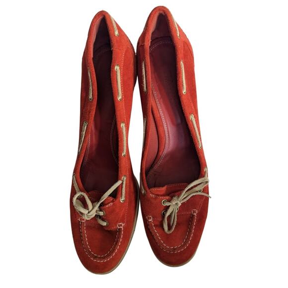 Bally High Heels Balmoral Red Suede with Rawhide Trim. Size 40/10 Made in Italy - Picture 12 of 12